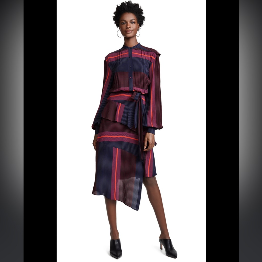 Joie Roz Silk Midi Dress With Asymmetrical Skirt Size 0